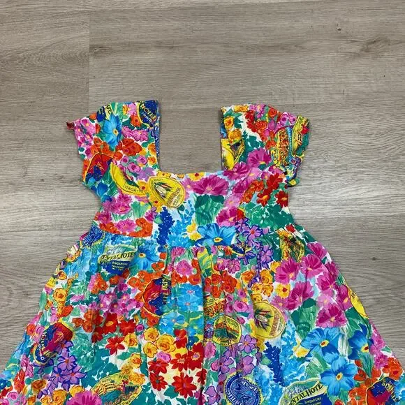 Vintage Jams World Vacation Tropical Babydoll Dress Women's Small Boho Cottage